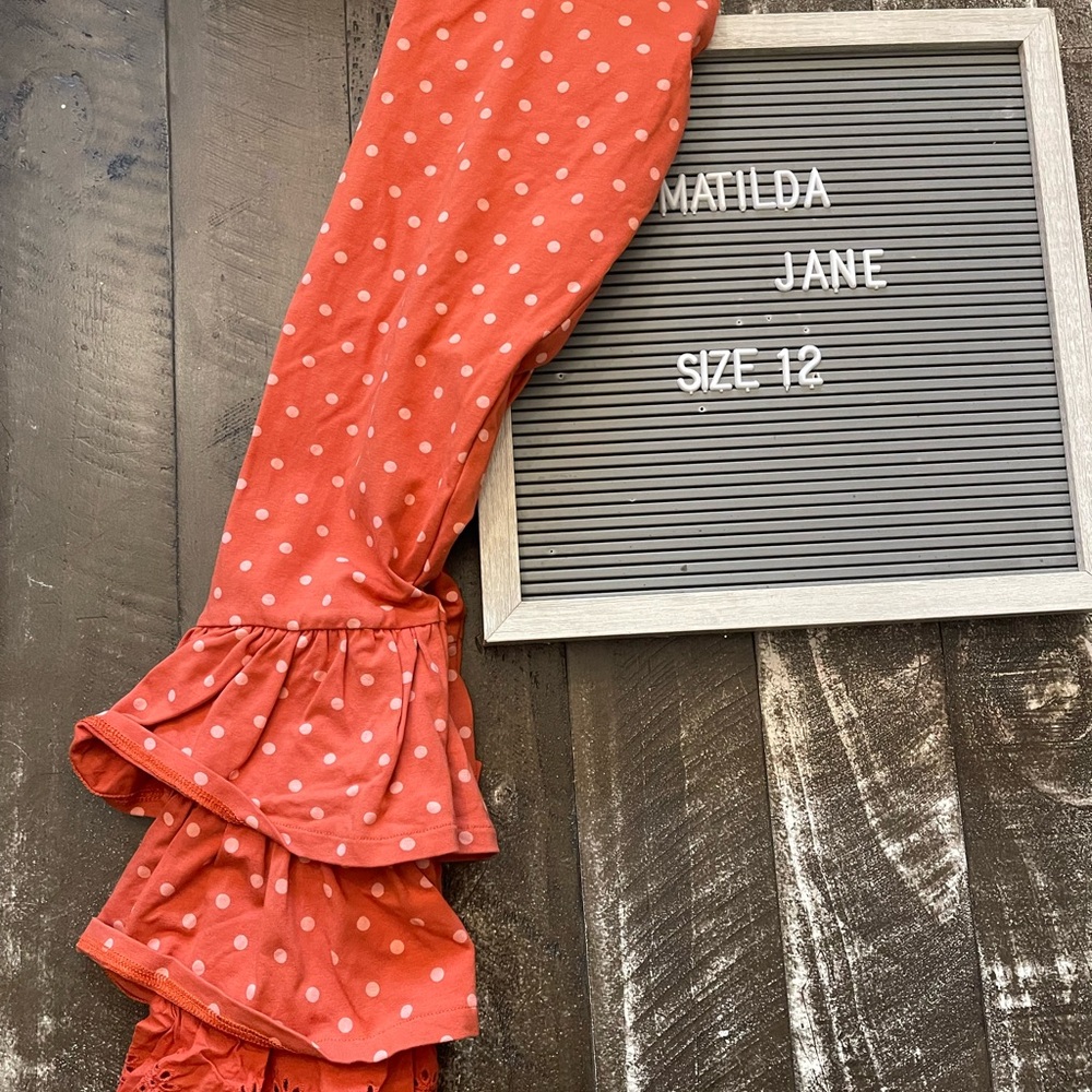Matilda Jane Coral Polka Dot Ruffle Pants NWOT